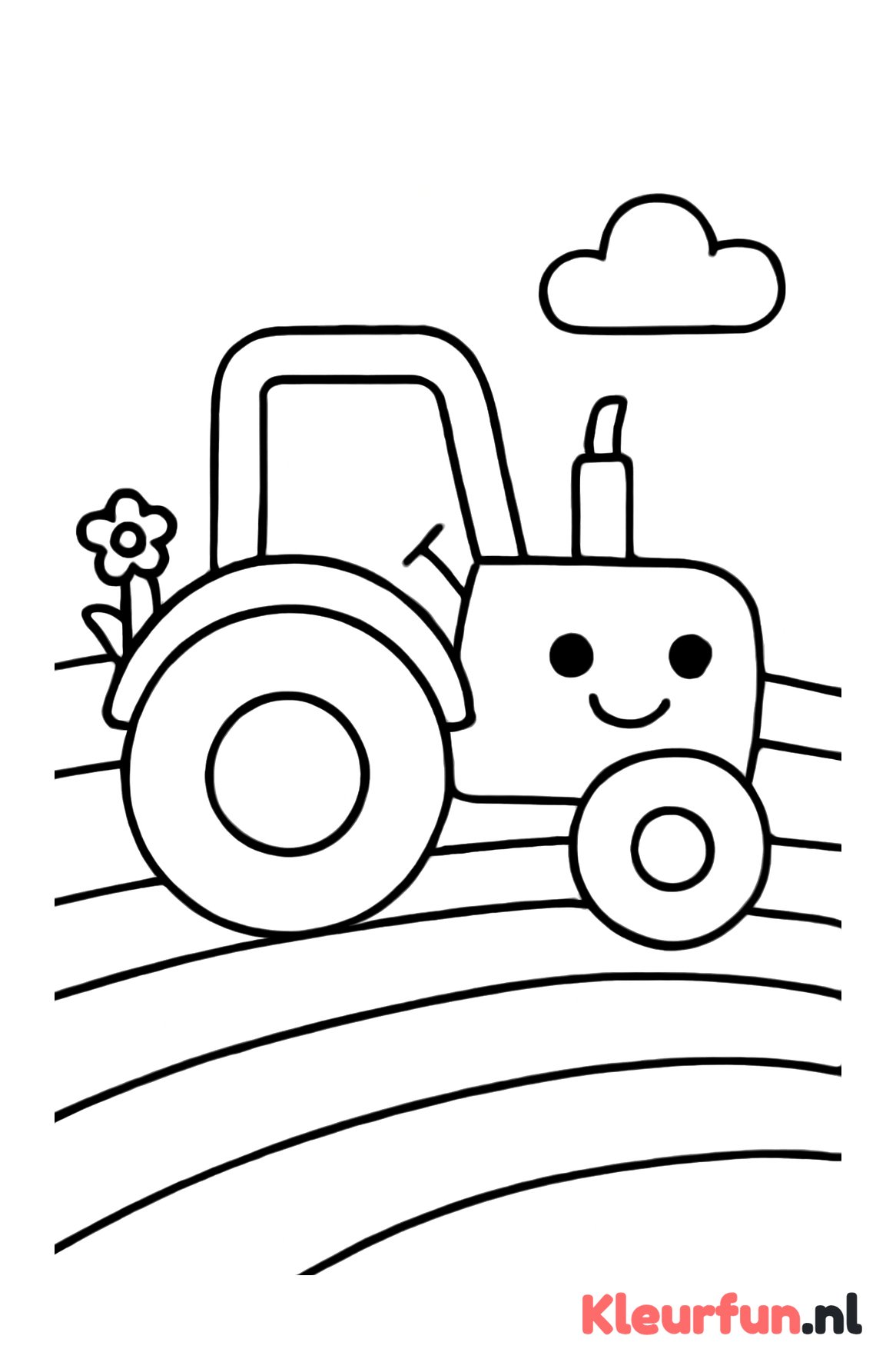 Vrolijke tractor op het veld