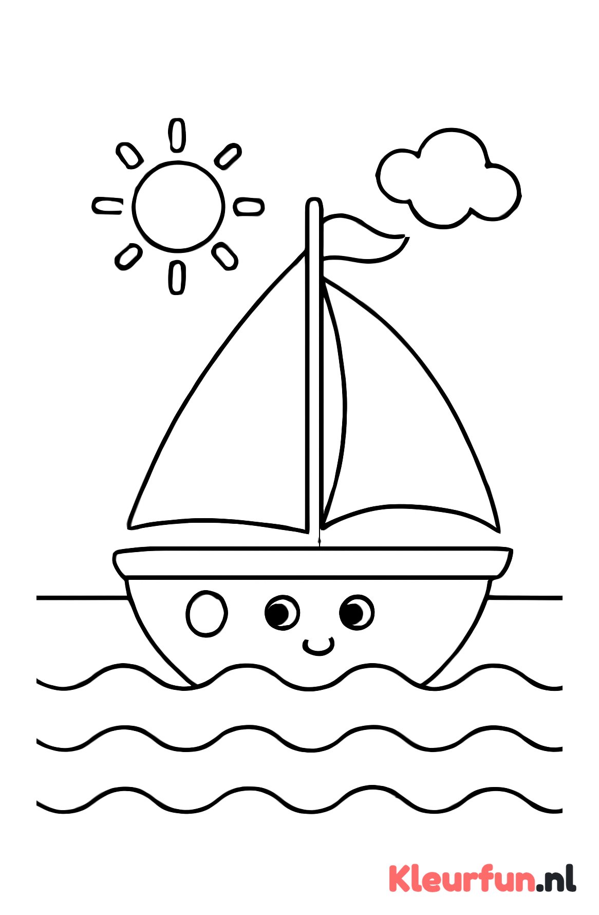 Vrolijke zeilboot op het water