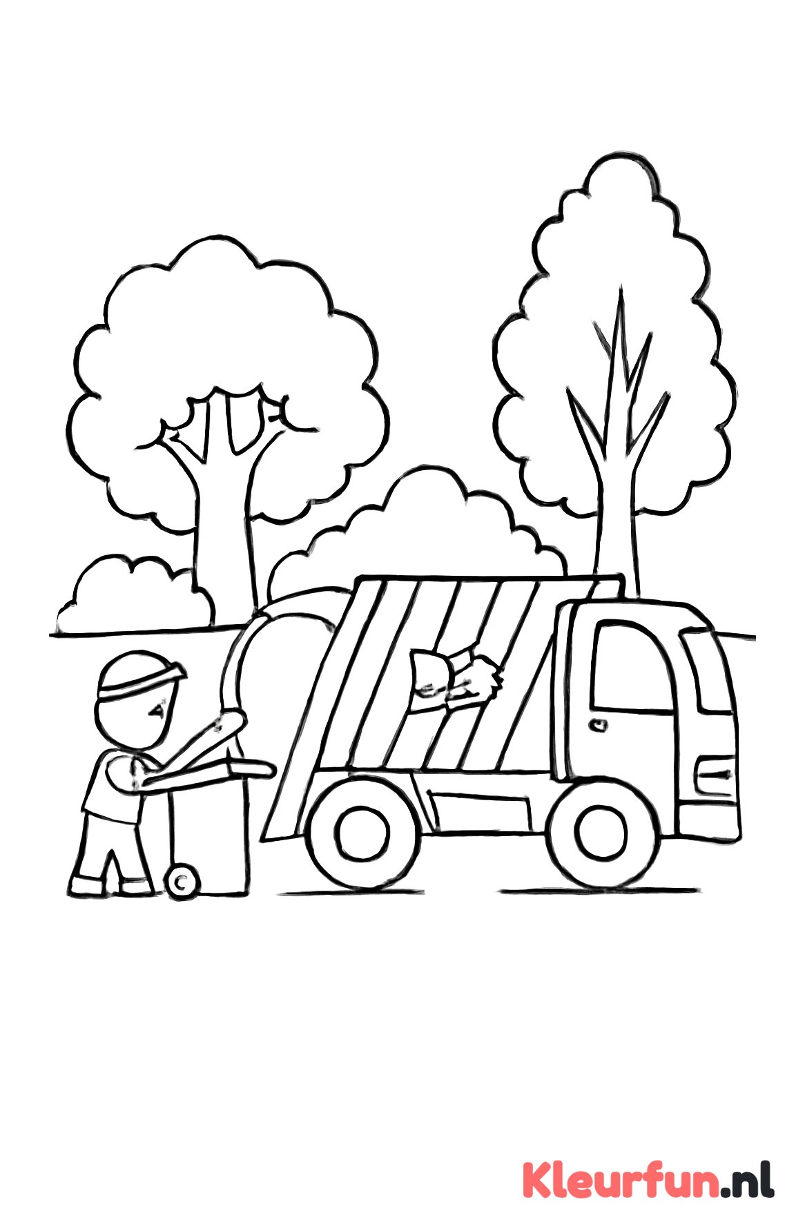Vuilniswagen in het park