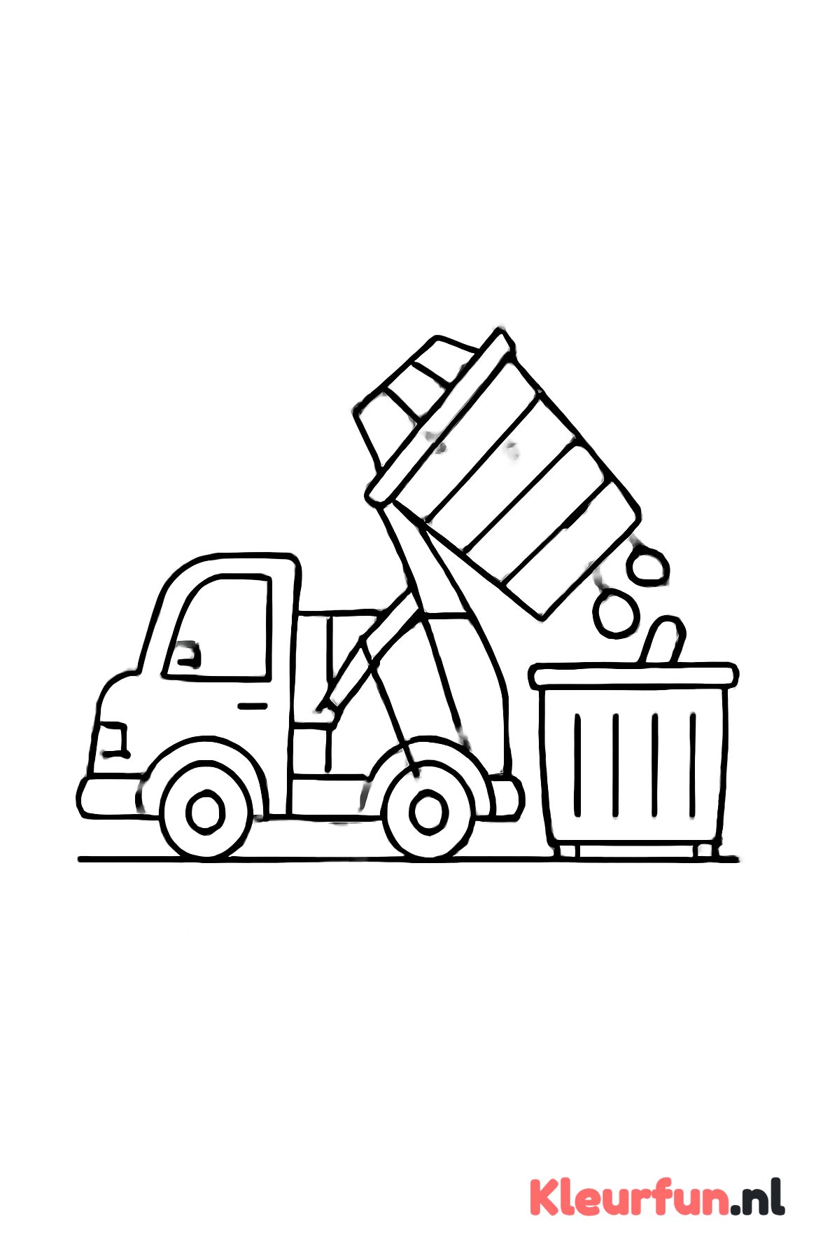 Vuilniswagen leegt afvalcontainer