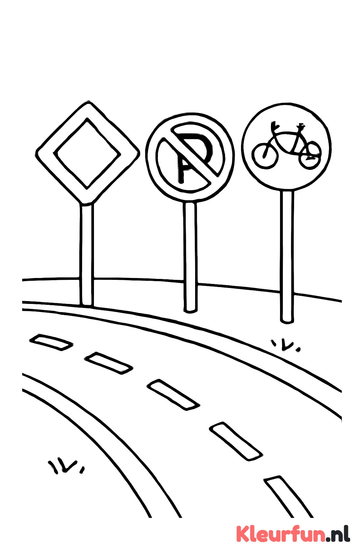 Weg met meerdere verkeersborden