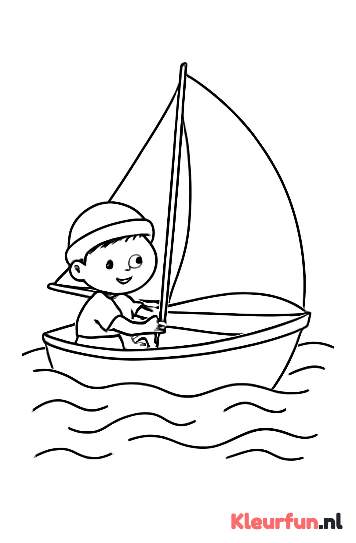 Zeilboot met kind op zee