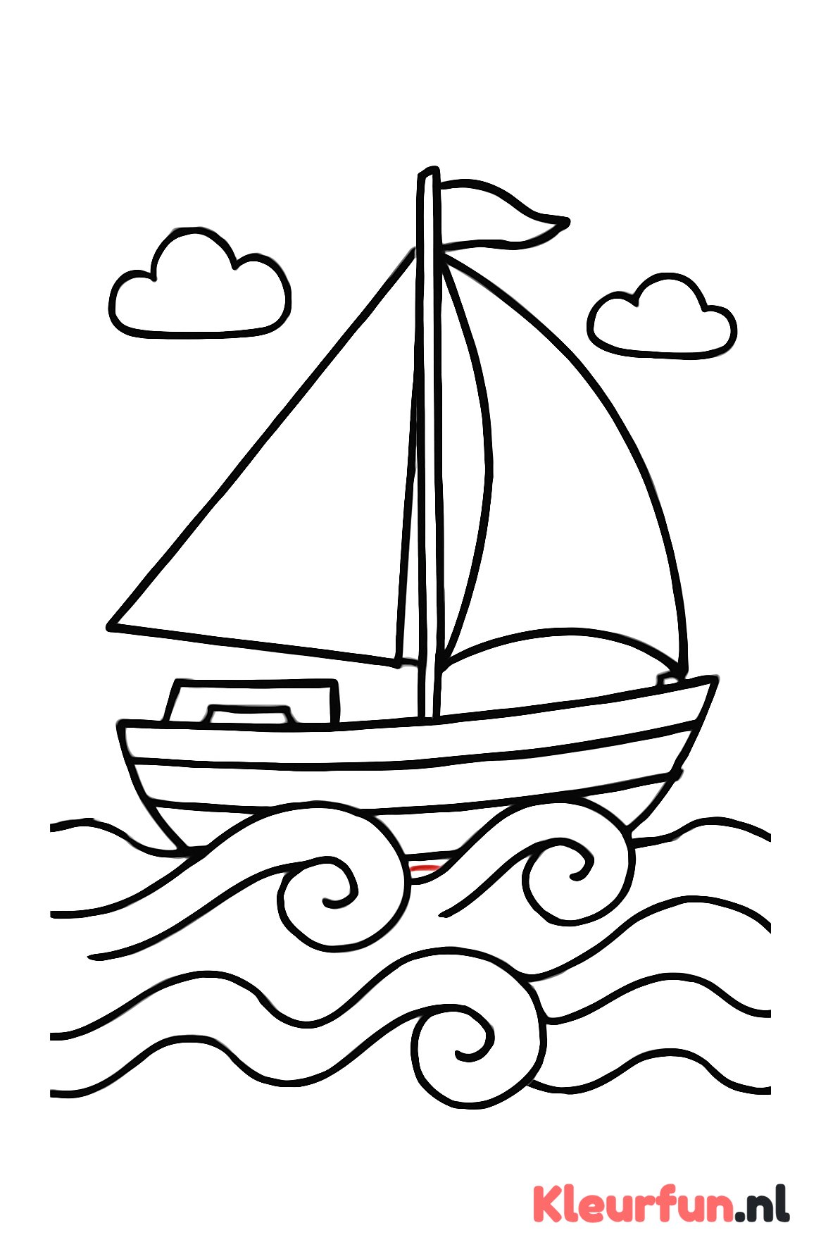 Zeilboot met wapperende zeilen