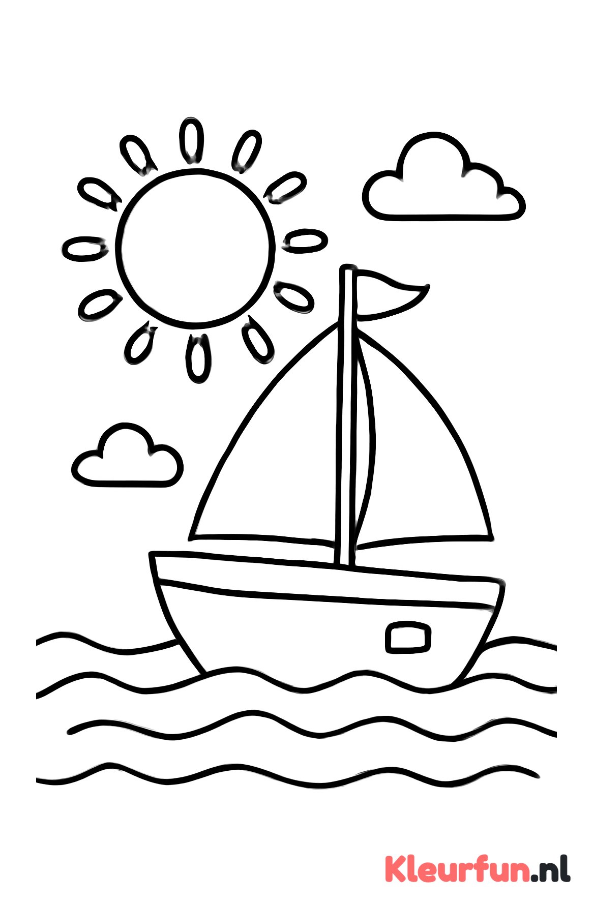 Zeilboot met zon en golven