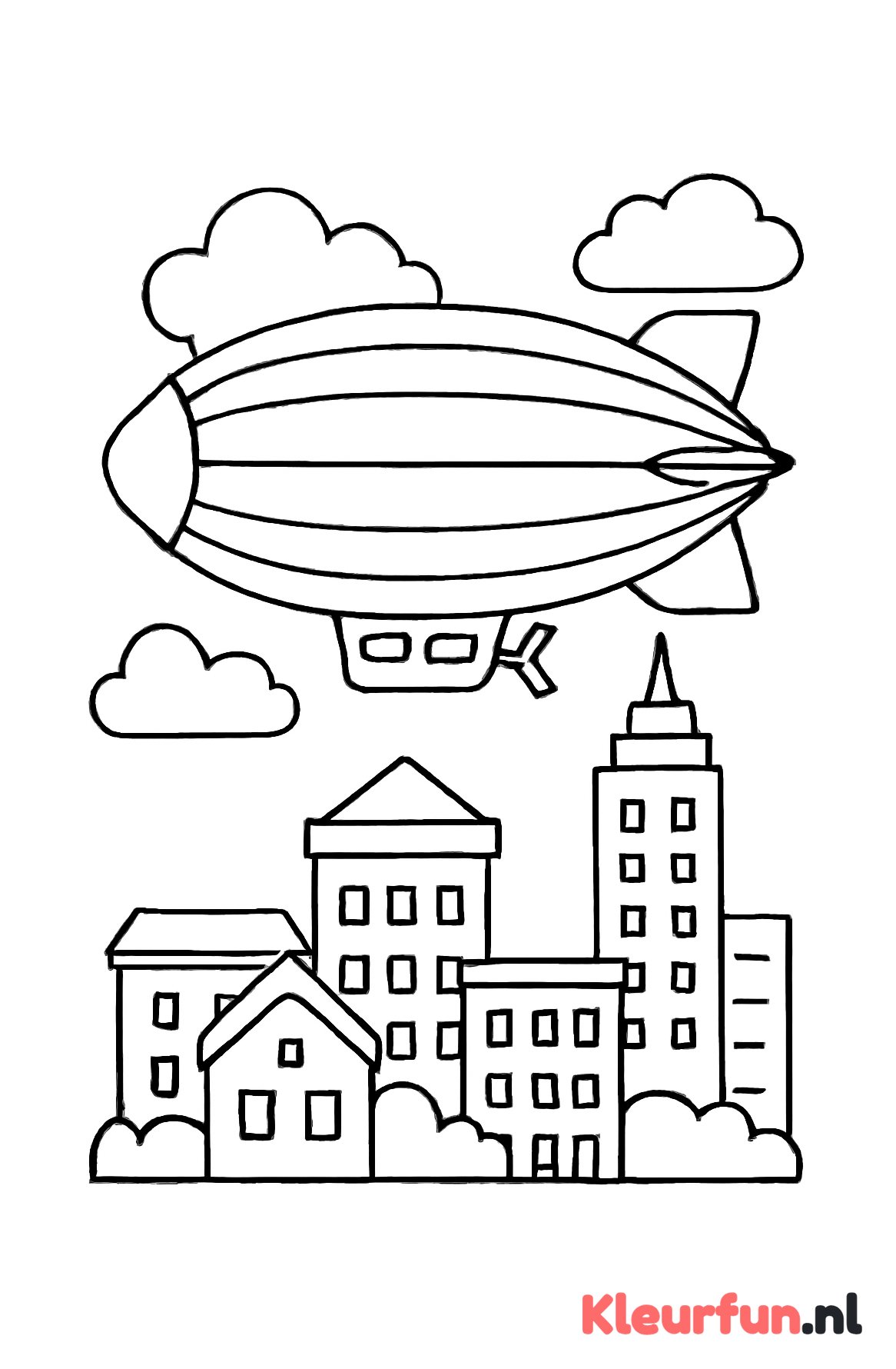 Zeppelin boven stad