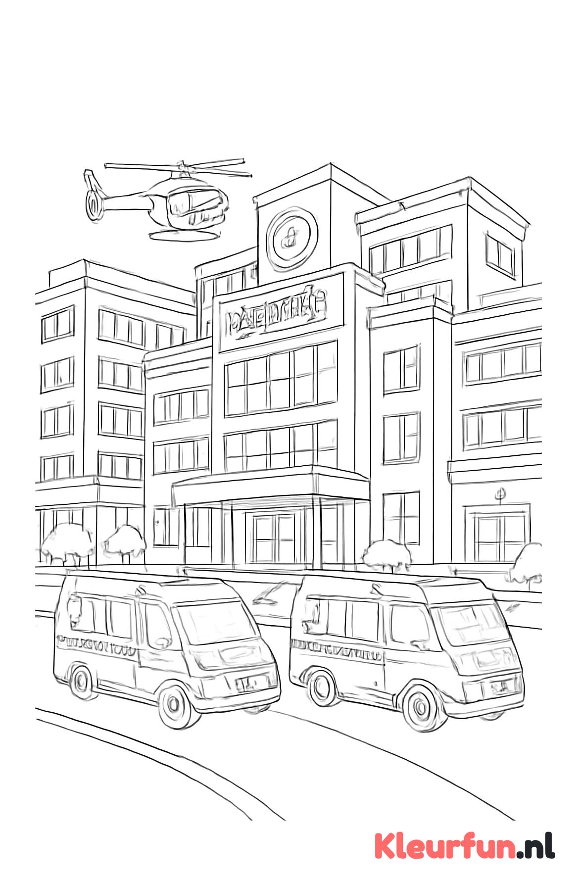Ziekenhuis met ambulances