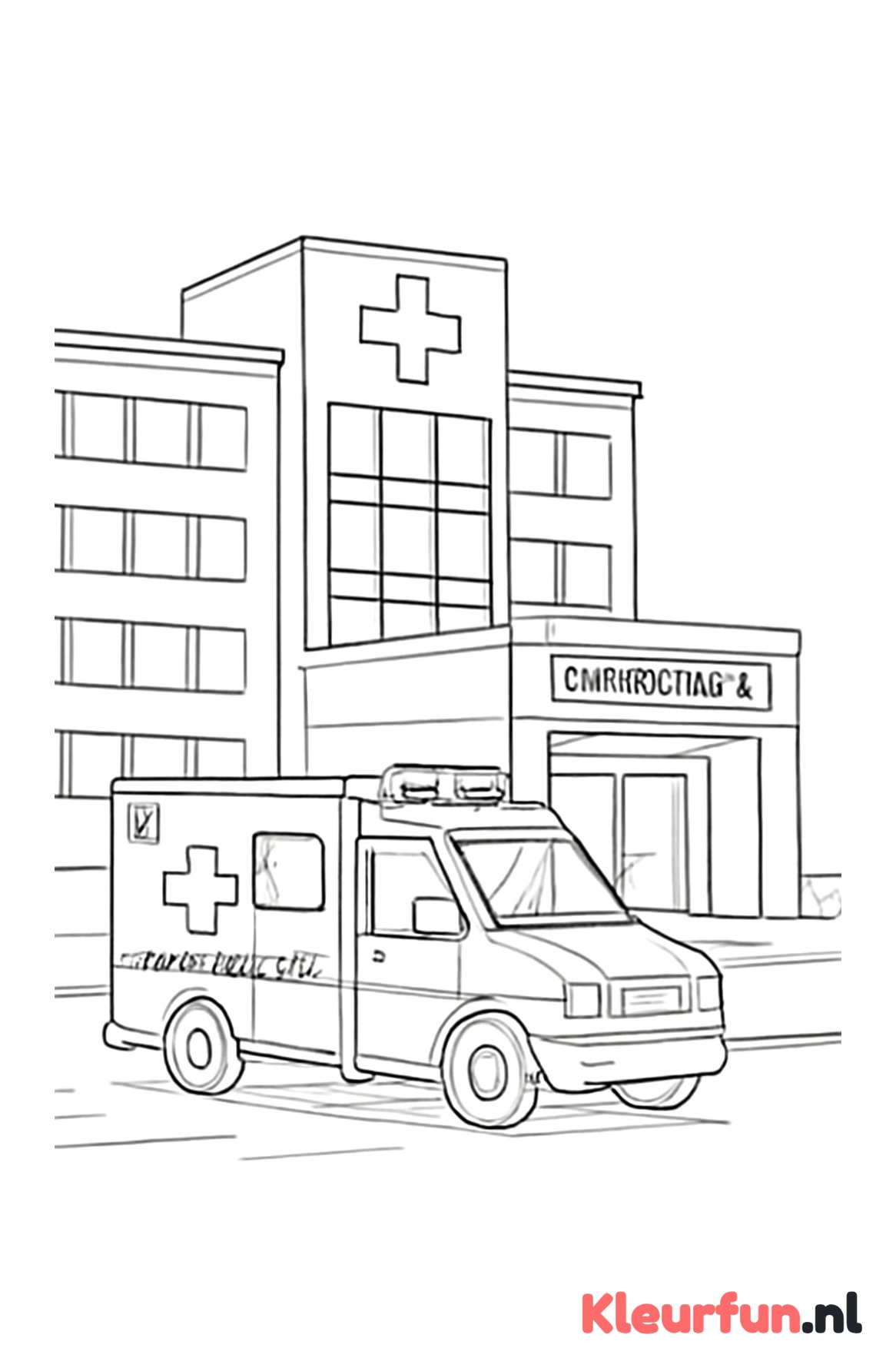 Ziekenhuis met ambulance