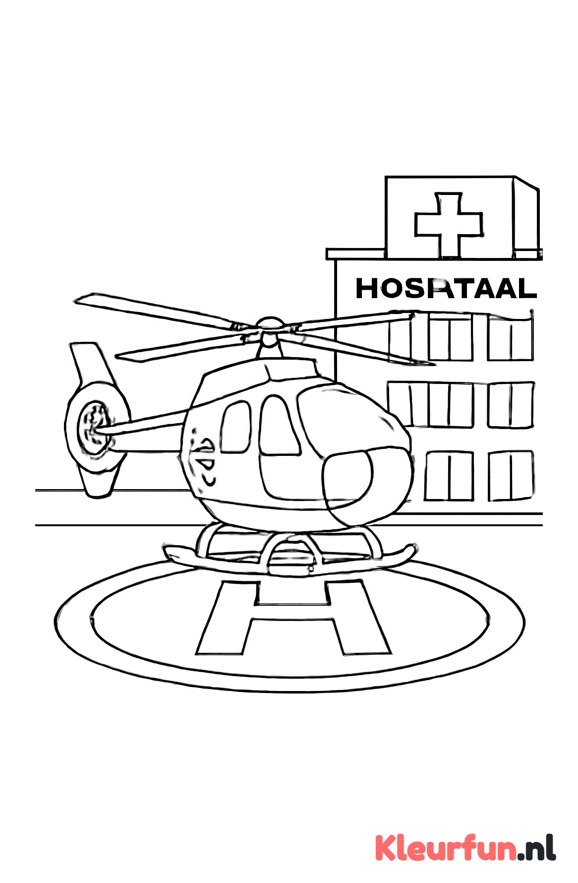 Ziekenwagenhelikopter op platform