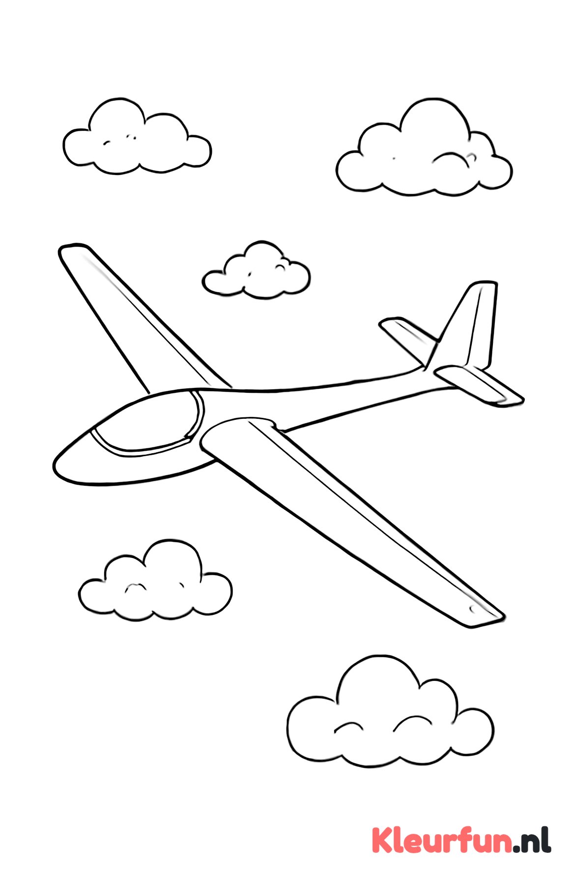 Eenvoudig zweefvliegtuig in de lucht